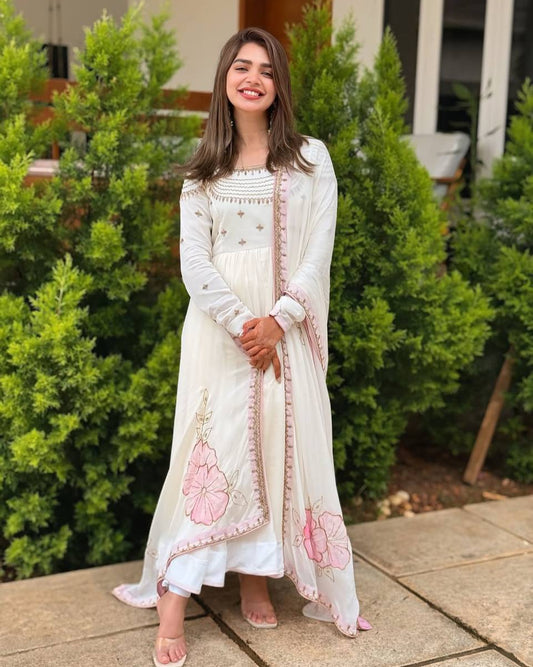 Indian Designer Gown with Dupatta and Pant Anarkali Style