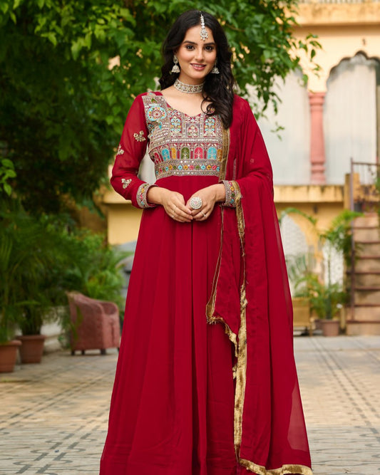 Premium Anarkali Gown with Embroidery Dupatta
