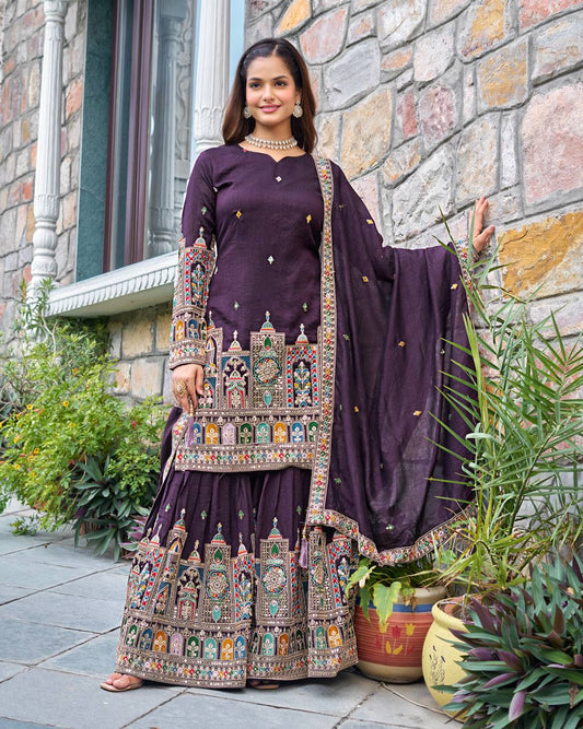 Indian Ethnic Georgette Kurti Sharara Set