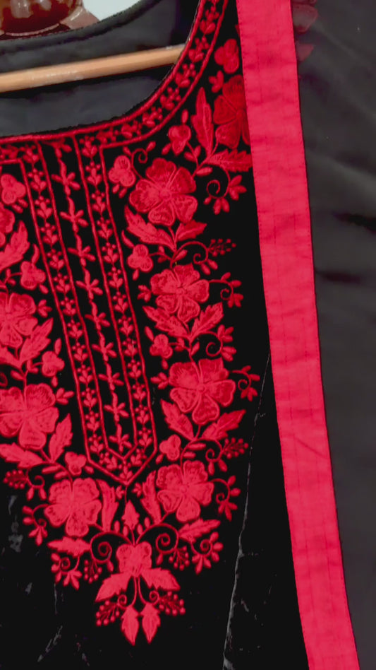 Heavy Pure Viscose Velvet With Embroidery Work Salwar Kameez